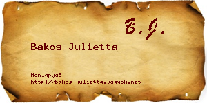 Bakos Julietta névjegykártya